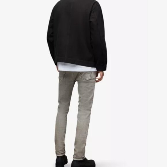 ALLSAINTS Men's Cigarette skinny fit stretch denim jeans Light Gray Size 30 - Picture 2 of 12